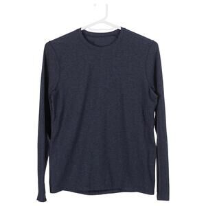 Lululemon Surge Warm Shirt Men M Blue Black Heathered Stretch Long Sleeve M3AOQS